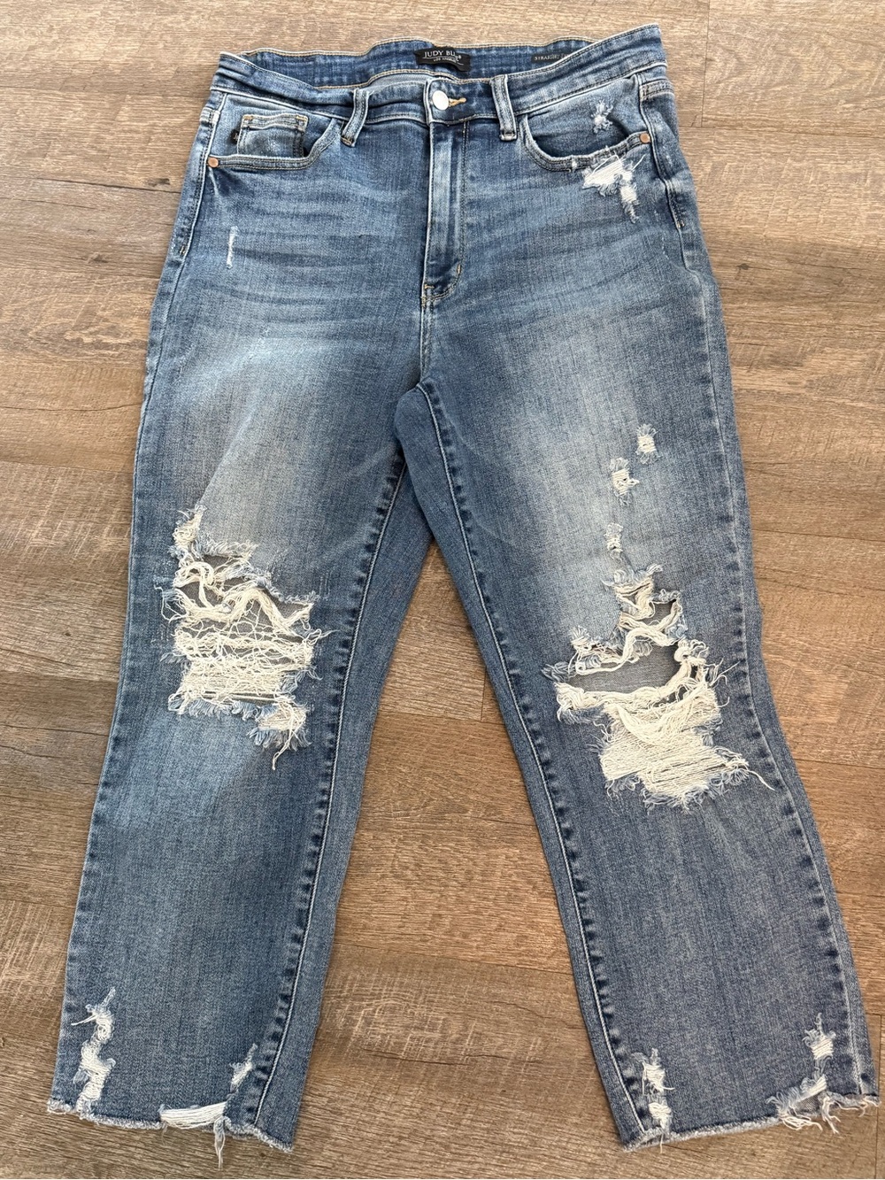Judy Blue JB82434 High Rise Distressed Skinny Jeans Raw Hem Size 11/30